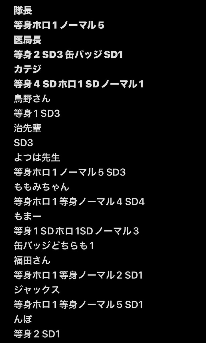 kuronekonoluna's tweet photo. 【交換譲渡希望】ストグラ救急隊ウエハース 第2弾
トレカ
譲:画像参照（枚数が多くなってしまった為メモ書きです）
求:等身ホロ⚡️（画像2枚目♡）
缶バッジ
譲:画像参照（缶バッジと記載）
求:500円＋送料
トレカはノーマル2枚↔ホロ、ホロ↔ホロ可。1枚のみ募集。
缶バッジ↔トレカの場合はトレカの求優先。缶バッジ買取とトレカ交換を一緒に行いたい場合は送料は頂きません。
当方地方民の為、郵送メイン。
お手渡し希望の際は空いてる時間をお伝えします。（岐阜駅の場合は空いてる日と時間、名古屋駅の場合は今月25日以降の空いてる日と時間になります）
