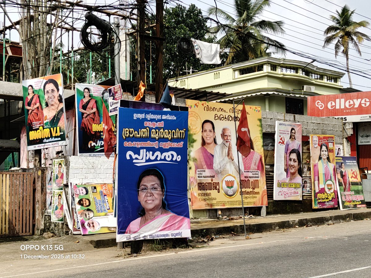 anandxp's tweet image. Trivandrum corporation election #Chenkottukonam ward candidates 
Nm
Local body Election scenes in Kerala capital #Thiruvananthapuram

Also #DroupadiMurmu visiting TVM for Navy day this week

Surprise cool weather these days is the cherry on the top

@ECISVEEP