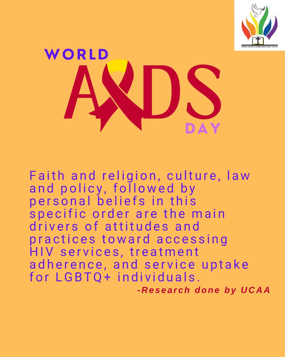 ucaauganda's tweet image. A recent research we did shows: religion, culture, law, and beliefs influence whether LGBTQ+ people get the care they need. This World AIDS Day, stand for equitable access. 
Full study → surl.li/wxrtcf

#WorldAIDSDay
#UCAA