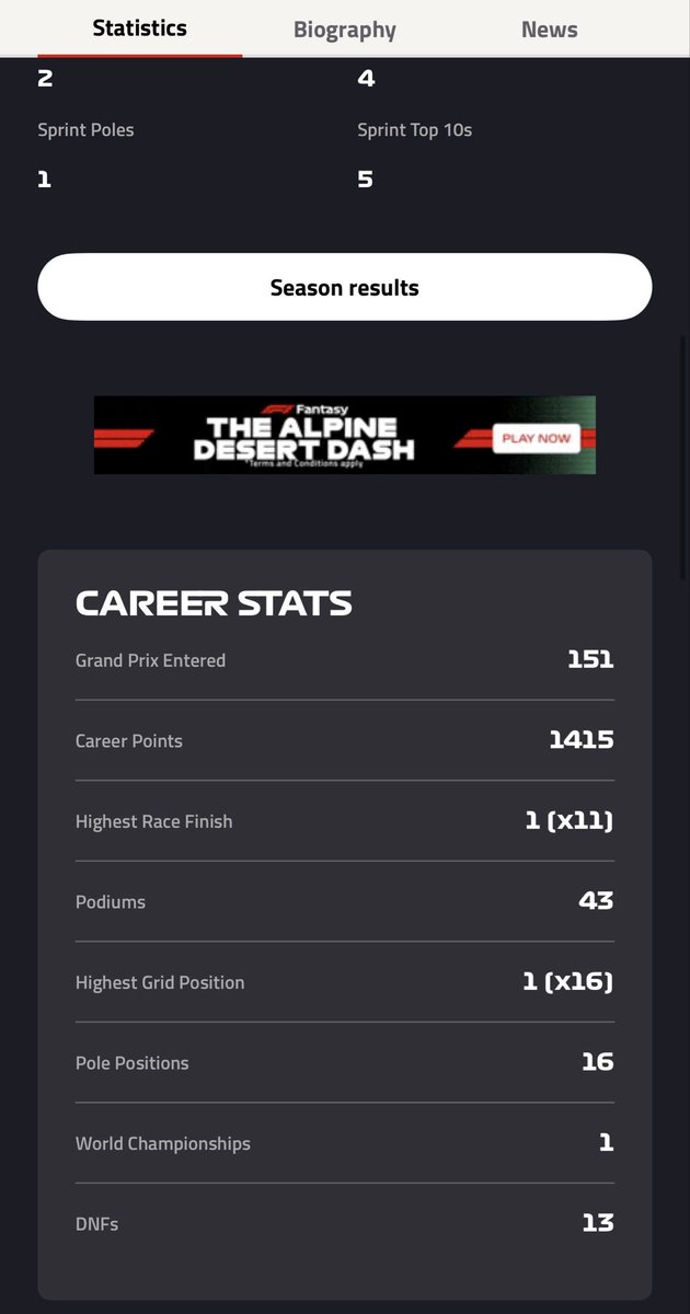 If Lando wins this year it’s just shady on the FIA. 

Hey <a href="/fia/">FIA</a> why does your app say that he’s got 1 WDC?! It’s shady man. You guys need to stop doing this shit. 

You guys are ruining the sport man. With all your backend deals the only thing shadier than the FIA is Vanta Black