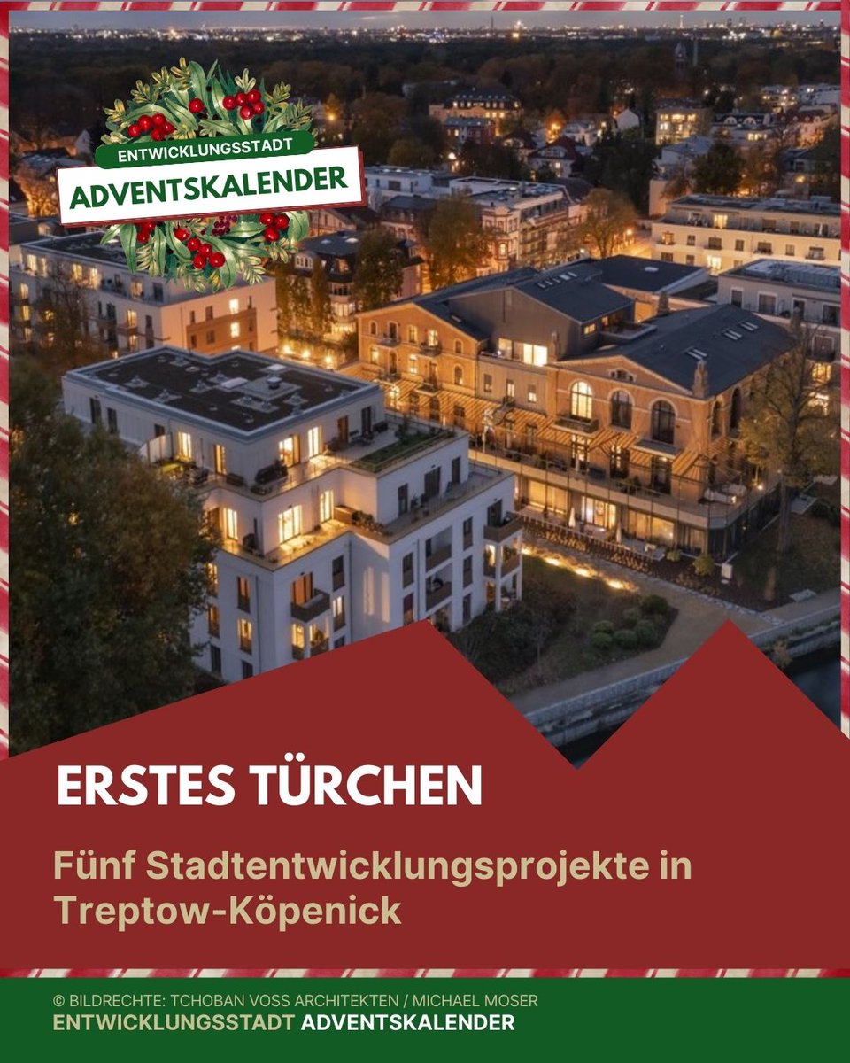 ENTWICKLUNGSSTADT Adventskalender: In der Adventszeit zeigen wir Stadtentwicklungsprojekte, welche die zwölf Berliner Bezirke in den kommenden Jahren verändern und prägen werden. Den Anfang machen wir in Treptow-Köpenick: 

entwicklungsstadt.de/entwicklungsst…