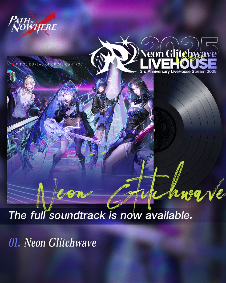 PathtoNowhereEN's tweet image. ■ MBCC Announcement

Chief, Neon Glitchwave OST is now available on the following platforms: iTunes, Apple Music, Amazon, Spotify, YouTube Music, and Shazam.

OST link: linkco.re/8y1pF71H

#PathtoNowhere #PTN #NeonGlitchwave