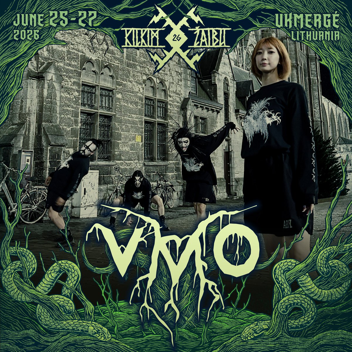 kilkimzaibu's tweet image. KILKIM ŽAIBU XXVI will welcome an extraordinary guest: VIOLENT MAGIC ORCHESTRA (VMO).
Black metal. Industrial. Techno. And a blast of unrestrained Japanese energy.
This won’t be a concert – it will be a sensory impact where the dance floor collides with underground darkness!
