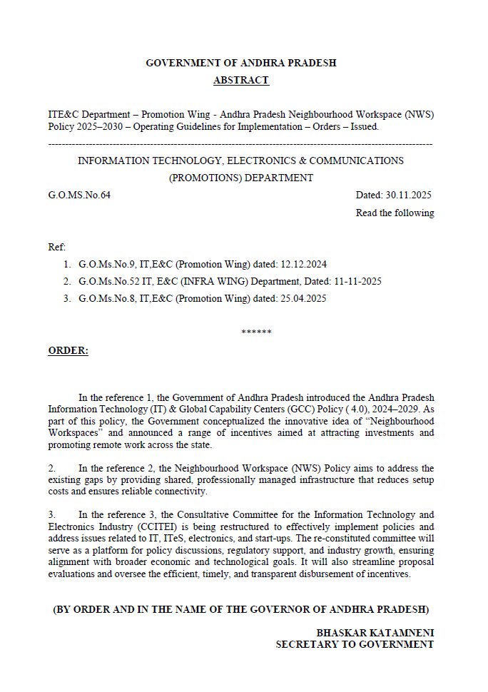 AP_CRDANews's tweet image. GoAP issued orders on the &quot;Operational Guidelines&quot; of:

🧑‍💻Andhra Pradesh Neighbourhood Workspace Policy
🧑‍💻Andhra Pradesh Quantum Computing Policy

#AndhraPradesh #InvestInAP #quantumcomputingindia #quantum_technologies