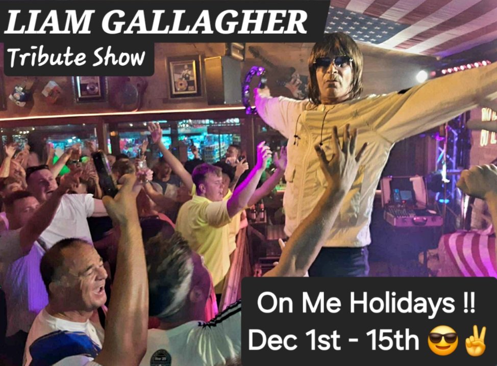 See'ya in 2 weeks time Cheer's for all your support !!! Liam Gallagher Tribute Show Benidorm #OasisLive25 😎 ✌️