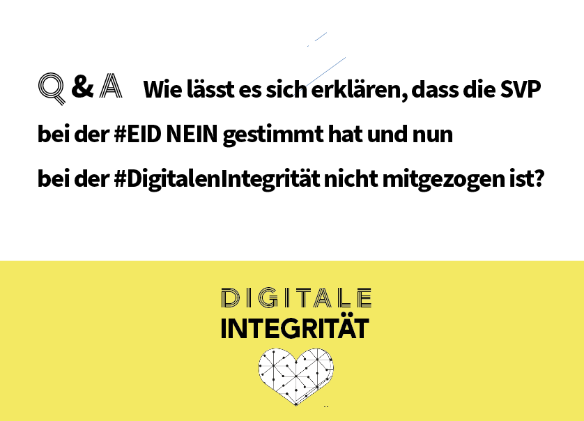 monica_amgwerd's tweet image. Q&amp;amp;A: Wie lässt es sich erklären, dass die SVP bei der #EID NEIN gestimmt hat und nun bei der #DigitalenIntegrität nicht mitgezogen ist?             

Antwort in 5 Punkten:

1. Mit Bestimmtheit lässt sich das nicht sagen, differenzierte Erklärungsversuche kann man unternehmen:

2.…