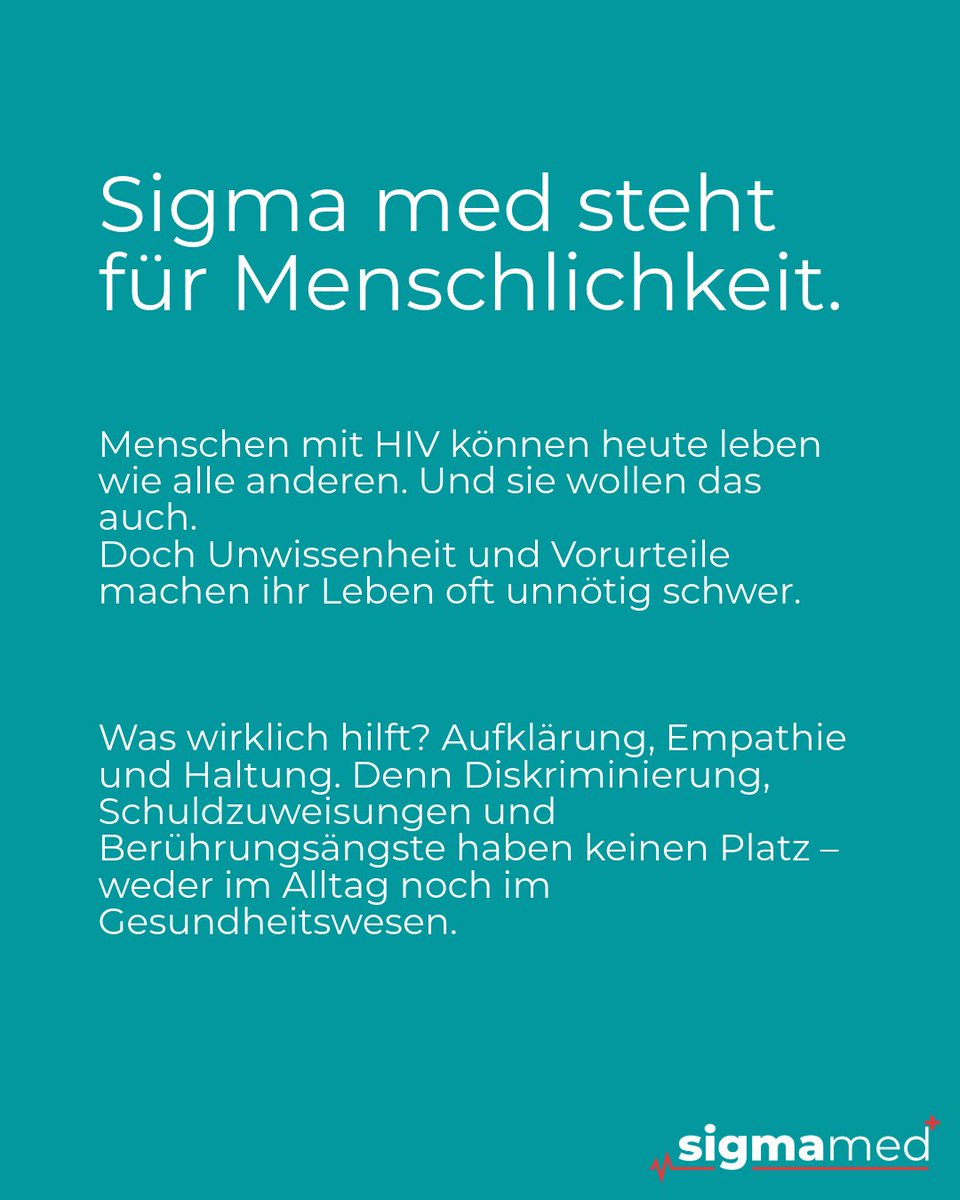 Leben mit HIV heißt heute Hoffnung &amp; Zukunft. Dank Medizin ist ein normales Leben möglich – doch Diskriminierung betrifft 100 % der Betroffenen. Zum #WeltAIDSTag setzen wir ein Zeichen für Aufklärung, Empathie &amp; Respekt. #HIVAwareness #Solidarität #Sigmamed