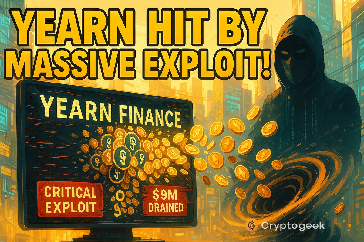the_Cryptogeek's tweet image. 🚨 Yearn just got nuked.
Near-infinite yETH mint exploit drains ~$9M, 1K $ETH already washed via TornadoCash, exploiter still sitting on ~$6M. Is anyone actually safe in yield land rn? 😵‍💫
Will @iearnfinance recover from this hit? 🤔
#YearnFinance #YearnExploit #yETH