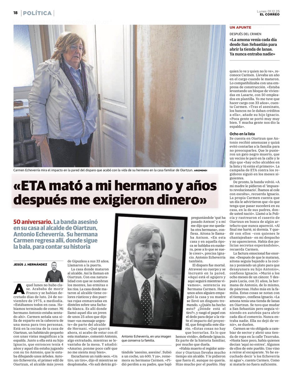 Hace unos días recordamos a esta víctima, llevaba un año de alcalde, fue el más joven, 33 años.
Así era hacer política con #ETA, primero te hacían saber que te iban a matar, te mataban y después mataban civilmente a tu familia. 

¡Esto fue #ETA! Y así vivíamos con ella.