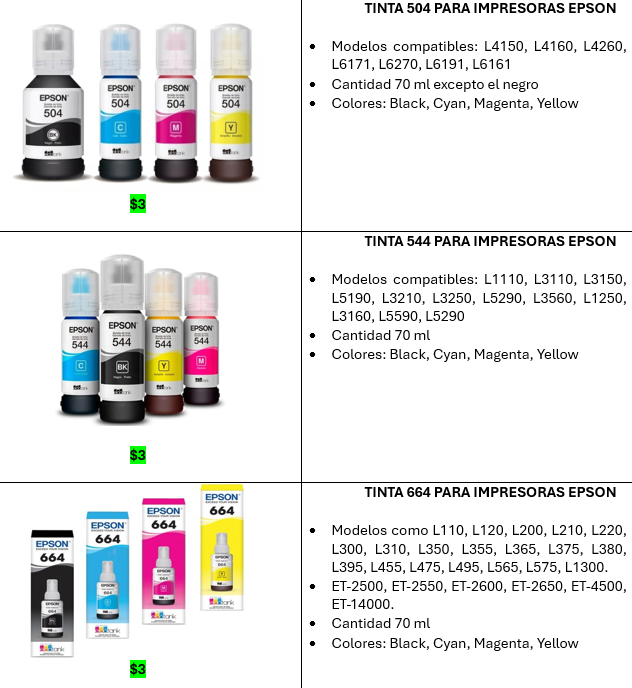 gpcompu's tweet image. #Accesorios #Tecnología #Computadores #Gpcompu #Tinta #tintaepson

Tinta para Impresoras Epson 504, 544 Y 664

WhatsApp: 0999719180
Catálogo Digital: acortar.link/xaHSfV