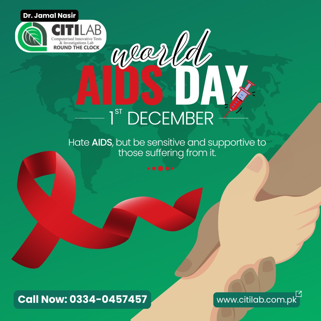 lab_citi's tweet photo. Today, we stand together to raise awareness, break stigma, and support those affected by HIV/AIDS. 📷
We believe in compassion, education, and timely diagnostics to help create a healthier, more informed community.
Hate AIDS, not the people suffering from it.
#WorldAIDSDay https://t.co/l7HS44Abqj