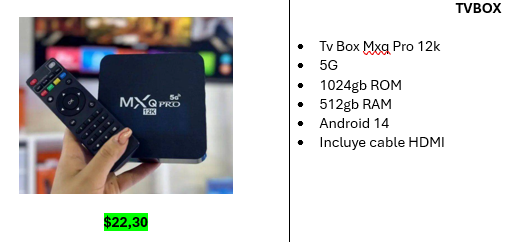 gpcompu's tweet image. #Accesorios #Tecnología #Computadores #Gpcompu #TvBox

TvBox

WhatsApp: 0999719180
Catálogo Digital: acortar.link/xaHSfV