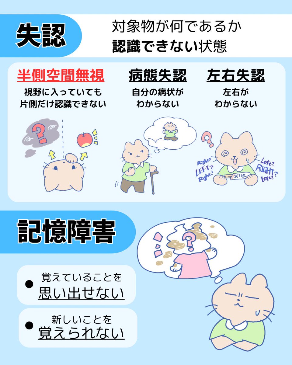 みんな苦手！だけどよく出る😭
高次脳機能障害🧠

昨年度も出ているのでしっかり覚えておきましょう…！

詳しくはレビューブックJ-15あたりを見てください📚

#看護学生 #看護師国家試験 #第115回看護師国家試験 #国試対策 #看護学生さんとつながりたい #看護学生の勉強垢 #高次脳 #高次脳機能障害
