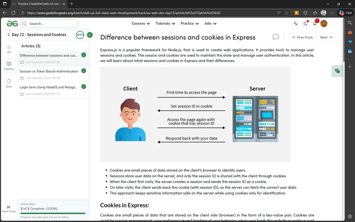safee__7's tweet image. 📅 Day 72/100 – Full Stack Web Development

Course Link: geeksforgeeks.org/batch/skill-up…

#skillupwithgfg #nationskillup #FullStackDevelopment #geeksforgeeks