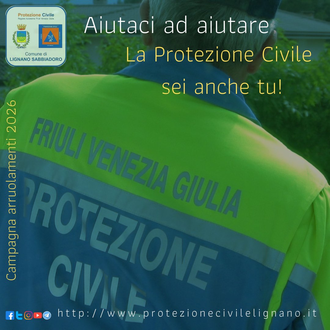 La tutela della Comunità e la salvaguardia del territorio sono possibili grazie a chi sceglie di dedicare tempo ed impegno per fare la differenza.
Se sei residente a #LignanoSabbiadoro e hai almeno 16 anni, scrivi a protezione.civile@lignano.org per un primo incontro informativo!