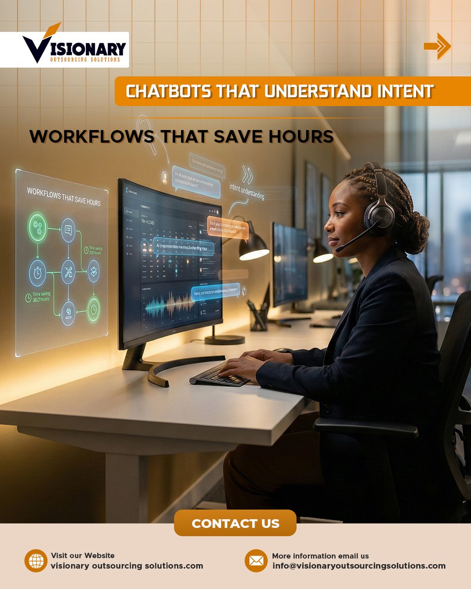 visionary_ltd's tweet image. 𝐃𝐢𝐝 𝐘𝐨𝐮 𝐊𝐧𝐨𝐰?  𝐈𝐧𝐭𝐞𝐧𝐭-𝐃𝐫𝐢𝐯𝐞𝐧 𝐂𝐡𝐚𝐭𝐛𝐨𝐭𝐬= 𝐅𝐚𝐬𝐭𝐞𝐫, 𝐒𝐦𝐚𝐫𝐭𝐞𝐫 𝐒𝐮𝐩𝐩𝐨𝐫𝐭.

𝐀𝐭 𝐕𝐢𝐬𝐢𝐨𝐧𝐚𝐫𝐲 𝐎𝐮𝐭𝐬𝐨𝐮𝐫𝐜𝐢𝐧𝐠,our AI-powered workflows understand customer intent instantly reducing wait times

#OutsourcingSolutions #AIChatbots
