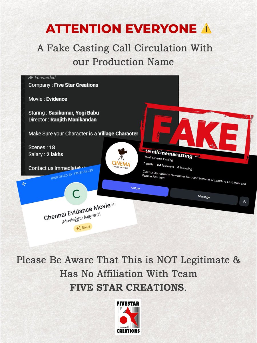 5starcreationss's tweet photo. Important Notice: We have identified that the number 9597012977 is misusing the name Five Star Creations to circulate a fraudulent casting call. This is not legitimate and we are not affiliated with this number.

- Five Star Creations https://t.co/UZe2fnRm5Z