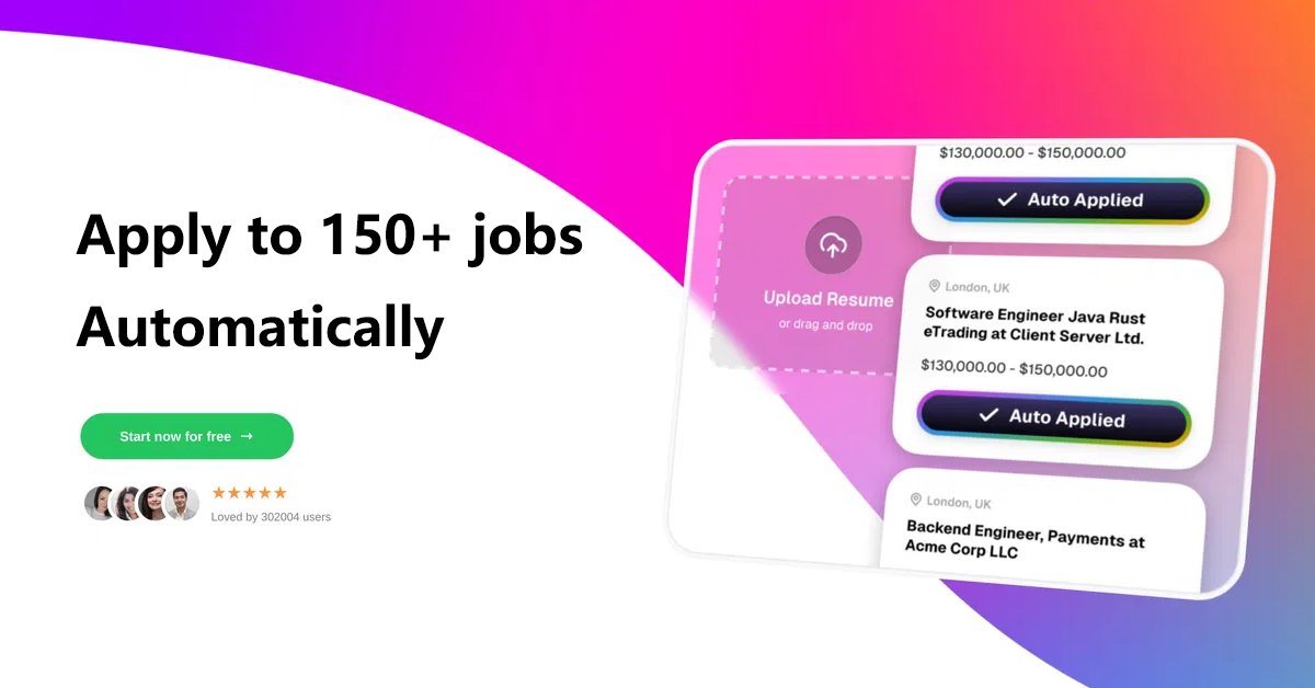 colormangonow's tweet image. 😫 Tired of manually applying to jobs? Try AIApply.co!
✅ Auto-applies to 150 jobs per week
✅ AI optimizes resume to pass screening
✅ Custom cover letter for each job

😴 Get hired faster.
➡️ aiapply.co (BF DEAL)
#JobHunt #AI