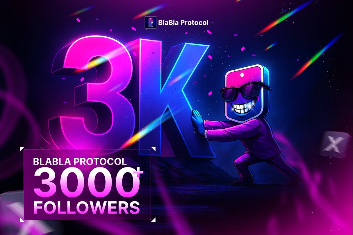 𝗕𝗹𝗮𝗕𝗹𝗮 𝗷𝘂𝘀𝘁 𝗰𝗿𝗼𝘀𝘀𝗲𝗱 𝟯,𝟬𝟬𝟬 𝗳𝗼𝗹𝗹𝗼𝘄𝗲𝗿𝘀. 🎉

If you’re among the first 3k, consider yourself early.

Why? Because BlaBla is on track to become the biggest InfoFi platform in the coming months.

We're not repeating the old system; we’re redefining InfoFi