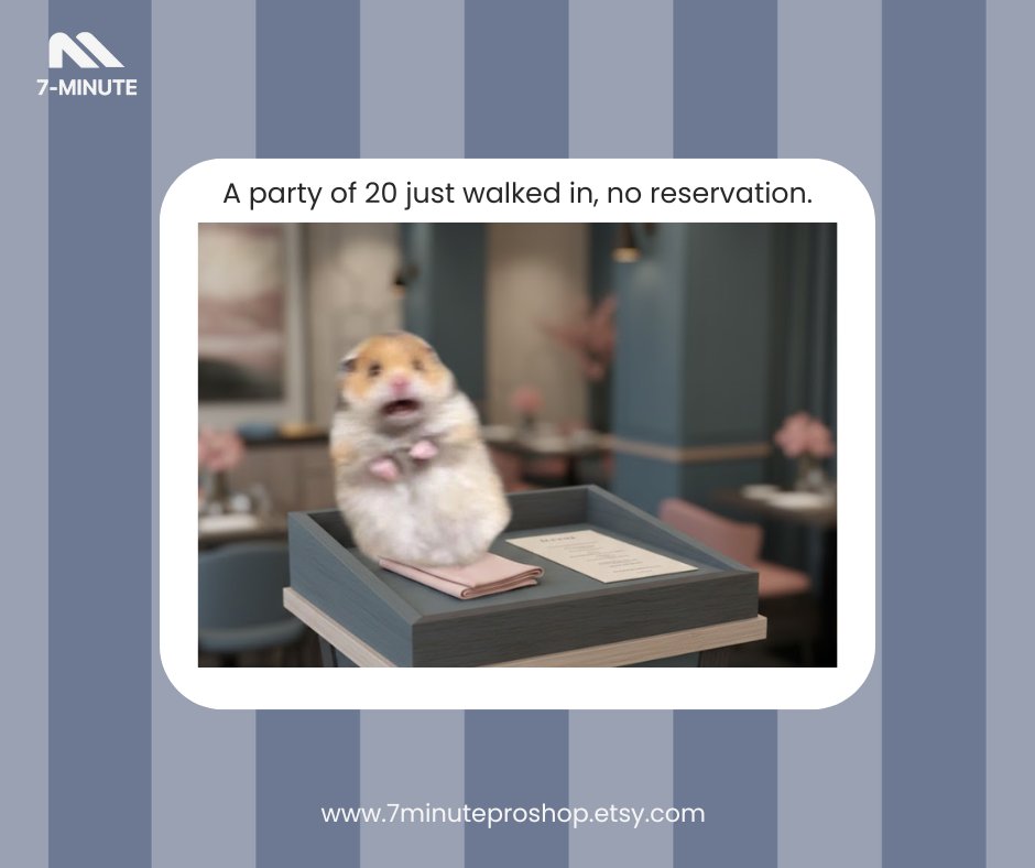 7minutepro's tweet image. When you realize the party of 20 that just walked in didn&apos;t actually book a reservation. Where&apos;s the manager? 😬😰📞
.
.
.
#RestaurantLife #ServerProblems #HospitalityHumor #BookingFail #DecemberChaos