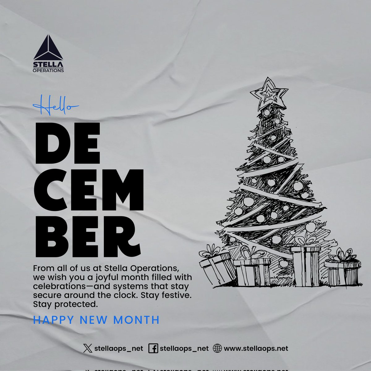 Stellaops_net's tweet photo. Welcome to December!
At Stella Operations, we wish you a joyful month filled with celebrations and secure systems. Stay festive, stay protected.
Happy New Month! https://t.co/khQML6d4ve