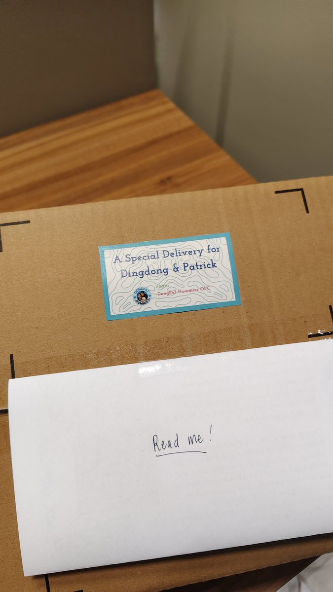 dongpatdummies's tweet photo. A special delivery for #DongPat! Thank you, Dummies! Big thanks to @AnaBasinang 💓

@luvmaaiiaa for the thoughtful letter
@bibididi_01 for gift delivery, card and letter layout https://t.co/RdUpFjkSWT