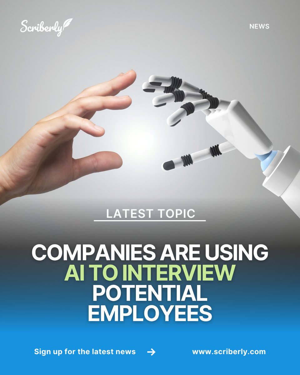 Scriberly_CV's tweet image. Ai being used to interview people. Whats your thoughts?? 

#ai #jobinterview #jobsearch #jobseekers #JobSearchOnX #JobAlert #interviewquestions #aijobs