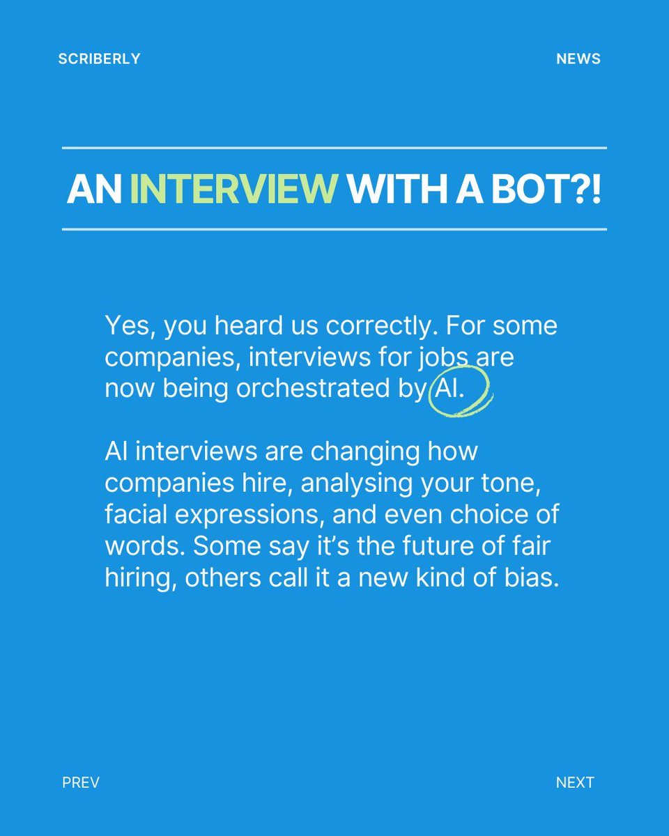 Scriberly_CV's tweet image. Ai being used to interview people. Whats your thoughts?? 

#ai #jobinterview #jobsearch #jobseekers #JobSearchOnX #JobAlert #interviewquestions #aijobs