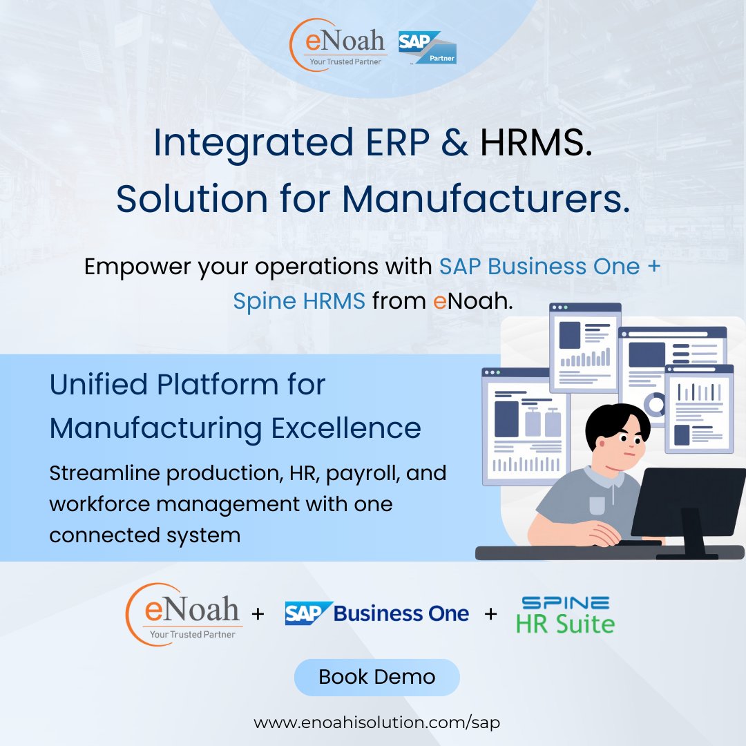 enoahisolution's tweet image. Boost productivity, streamline HR &amp;amp; payroll, and manage your entire workforce with SAP Business One + Spine HRMS from eNoah. Book Demo: bit.ly/3ME9oXW

#eNoah #SAPBusinessOne #SpineHRMS #HRMS #BusinessAutomation #BusinessGrowth