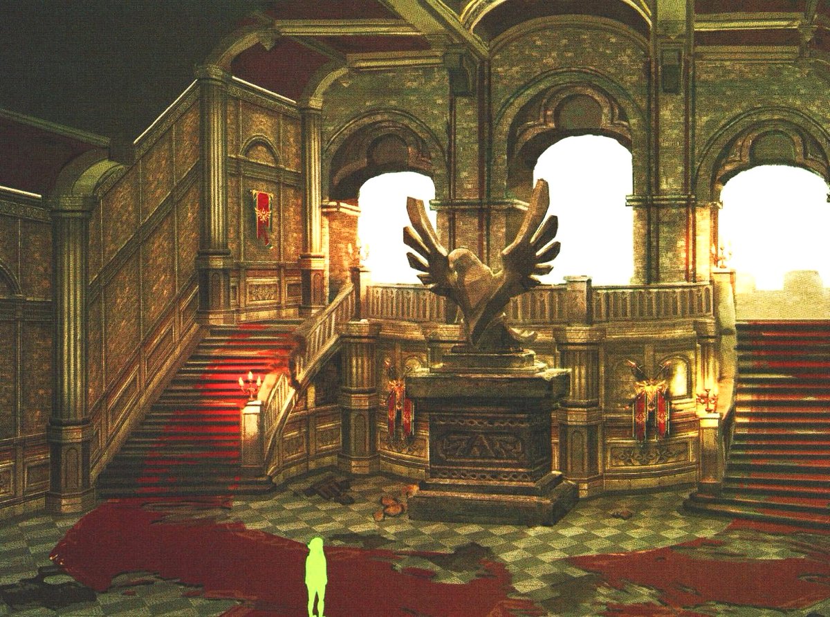 Sparklesartowo's tweet image. Hyrule Castle's interiors concept art from Breath of the Wild's Creating a Champion