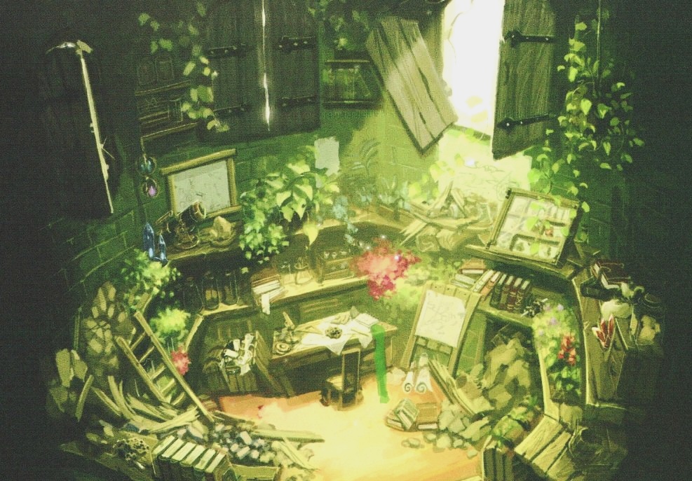 Sparklesartowo's tweet image. Hyrule Castle's interiors concept art from Breath of the Wild's Creating a Champion