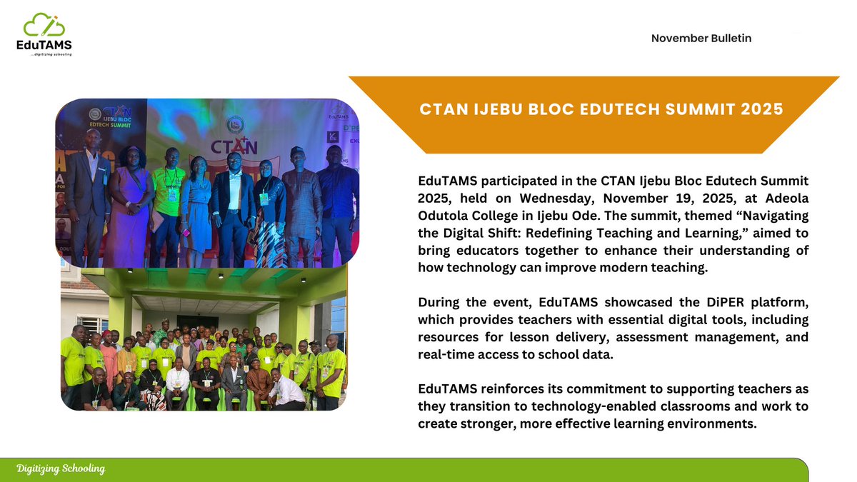 edu_tams's tweet image. 𝗡𝗼𝘃𝗲𝗺𝗯𝗲𝗿 𝘄𝗮𝘀 𝗮𝗻𝗼𝘁𝗵𝗲𝗿 𝗯𝗼𝗹𝗱 𝘀𝘁𝗲𝗽 𝗶𝗻 𝘀𝗵𝗮𝗽𝗶𝗻𝗴 𝘁𝗵𝗲 𝗳𝘂𝘁𝘂𝗿𝗲 𝗼𝗳 𝗹𝗲𝗮𝗿𝗻𝗶𝗻𝗴.

#EduTAMS #EduTAMSConnect #EdTechAfrica #DigitalLearning #SchoolDigitalTransformation