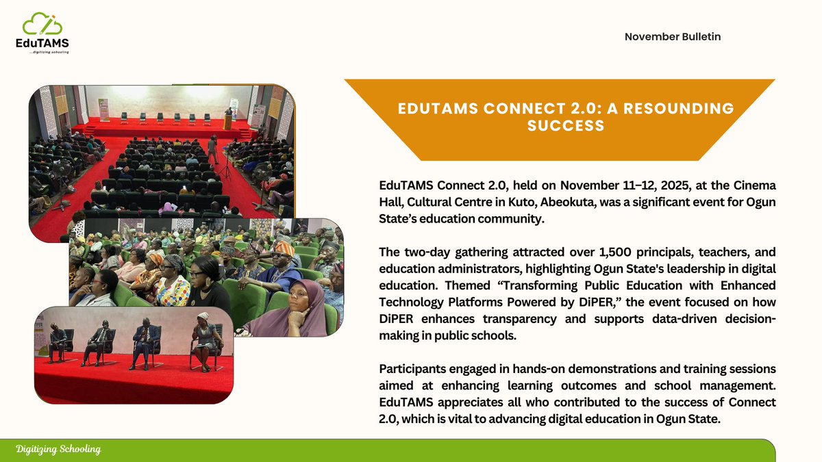 edu_tams's tweet image. 𝗡𝗼𝘃𝗲𝗺𝗯𝗲𝗿 𝘄𝗮𝘀 𝗮𝗻𝗼𝘁𝗵𝗲𝗿 𝗯𝗼𝗹𝗱 𝘀𝘁𝗲𝗽 𝗶𝗻 𝘀𝗵𝗮𝗽𝗶𝗻𝗴 𝘁𝗵𝗲 𝗳𝘂𝘁𝘂𝗿𝗲 𝗼𝗳 𝗹𝗲𝗮𝗿𝗻𝗶𝗻𝗴.

#EduTAMS #EduTAMSConnect #EdTechAfrica #DigitalLearning #SchoolDigitalTransformation