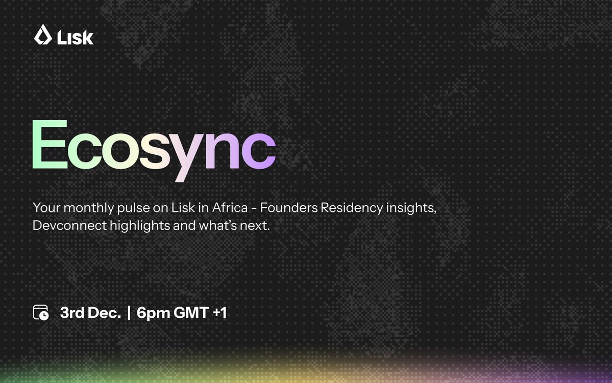 chiidubem's tweet image. we’re back with another ecosync 🥳

on wednesday, we’ll dive into everything from the @liskhq founders residency at @joinedgecity to @efdevcon highlights, incubator updates &amp;amp; more

this time, we’re hosting it on x spaces. set your reminder and join us:  🫶🏽