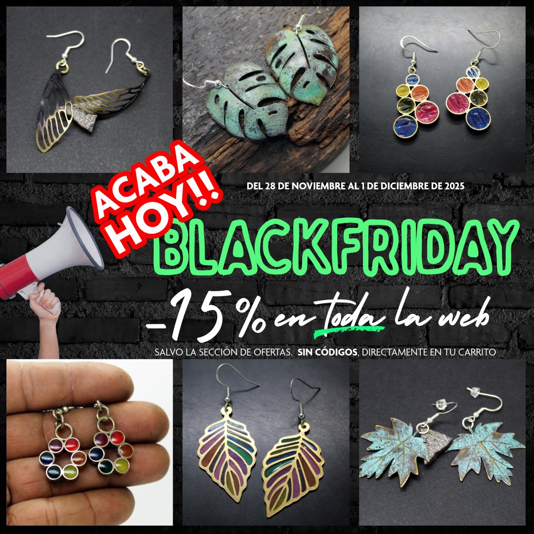 HOY ES EL ÚLTIMO DÍA‼️

⭐ 15% de descuento ⭐ en TOooODA la WEB por #Blackfriday‼

plataica.com

Sin códigos, directamente en tu carrito 🛒.

#Joyeríaartesanal hecha con ❤ y con #envíogratis 🌍.

#silverjewelry #handmade #hechoamano #joyeriaartesanal #geekjewelry