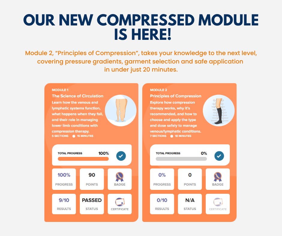 DaylongDirect's tweet image. Discover CompressED, our online hub for healthcare professionals, making compression therapy clear and simple.

Our new module, Principles of Compression, is now live! Learn key pressure gradients, garment selection &amp;amp; safe application in under 20 mins: compression.education