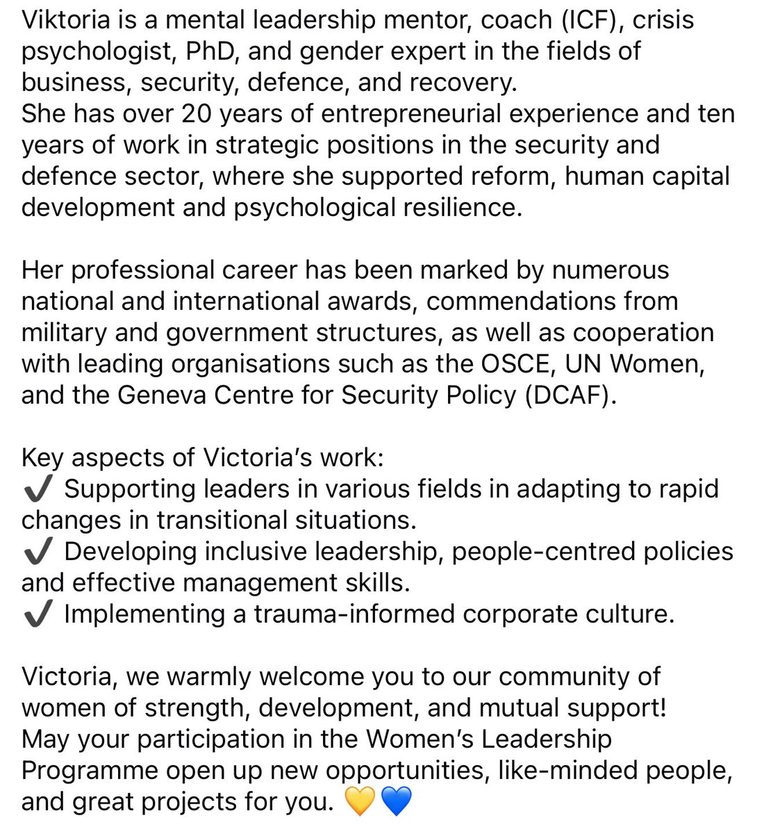 Eurowoman_FORUM's tweet image. Dear members of the #World_Woman_Club,

We are delighted to introduce a new member of our community — Viktoria Arnautova.

With love and respect,
Your global #WWC family