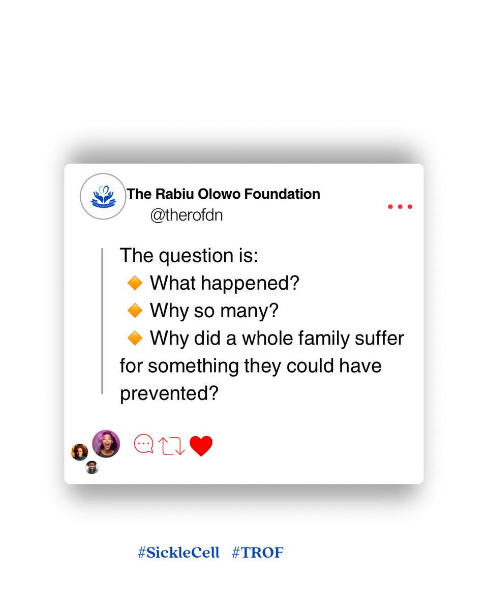 therofdn's tweet image. It happens when two carriers have children without knowing their genotype.

📌. It’s preventable.
📌. Genotype compatibility matters.
📌. Get tested before marriage.
#trof