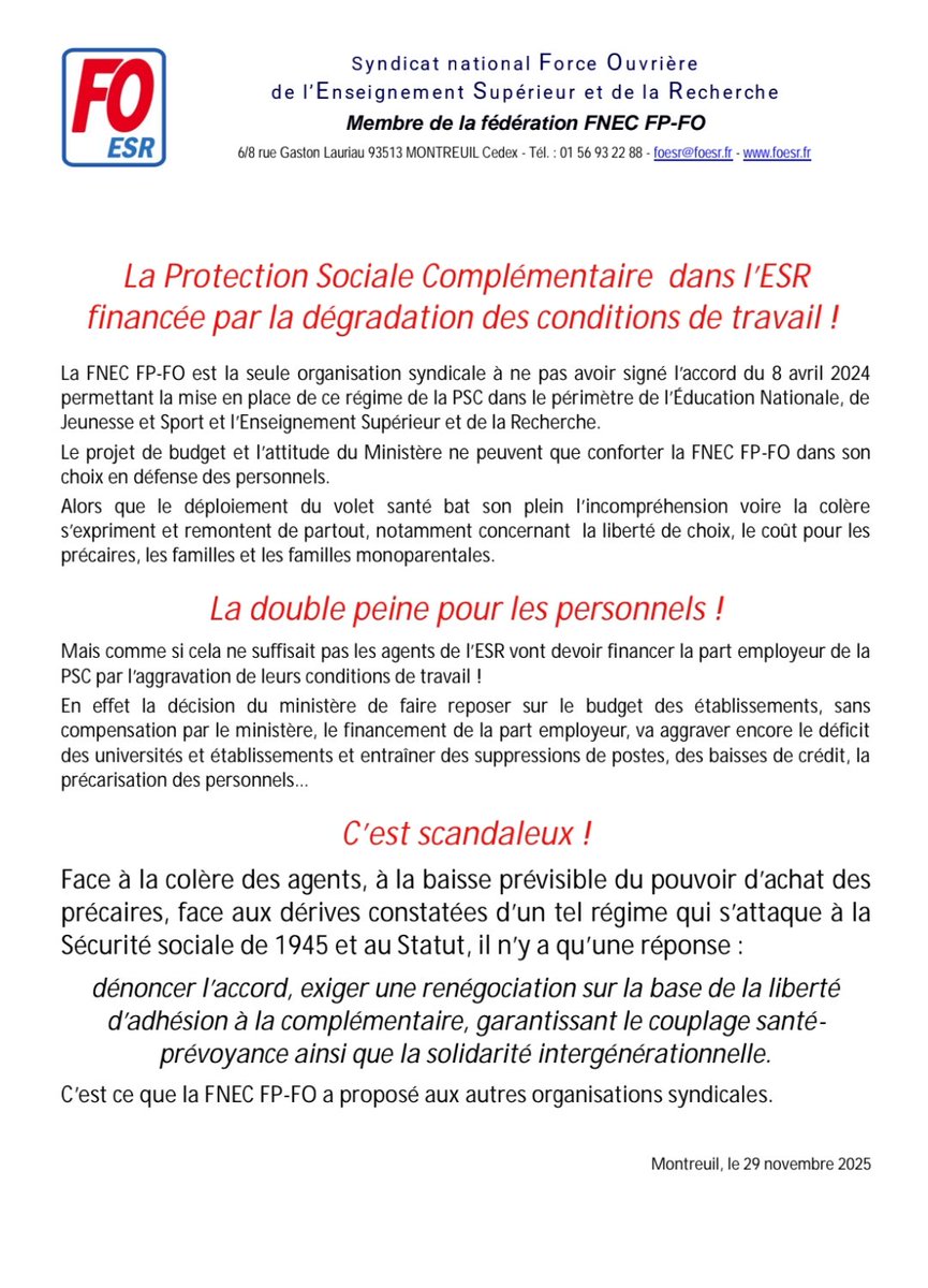 FnecFpFO's tweet image. #PSC obligatoire :
Dans l&apos;Enseignement Supérieur et la Recherche : la double peine !