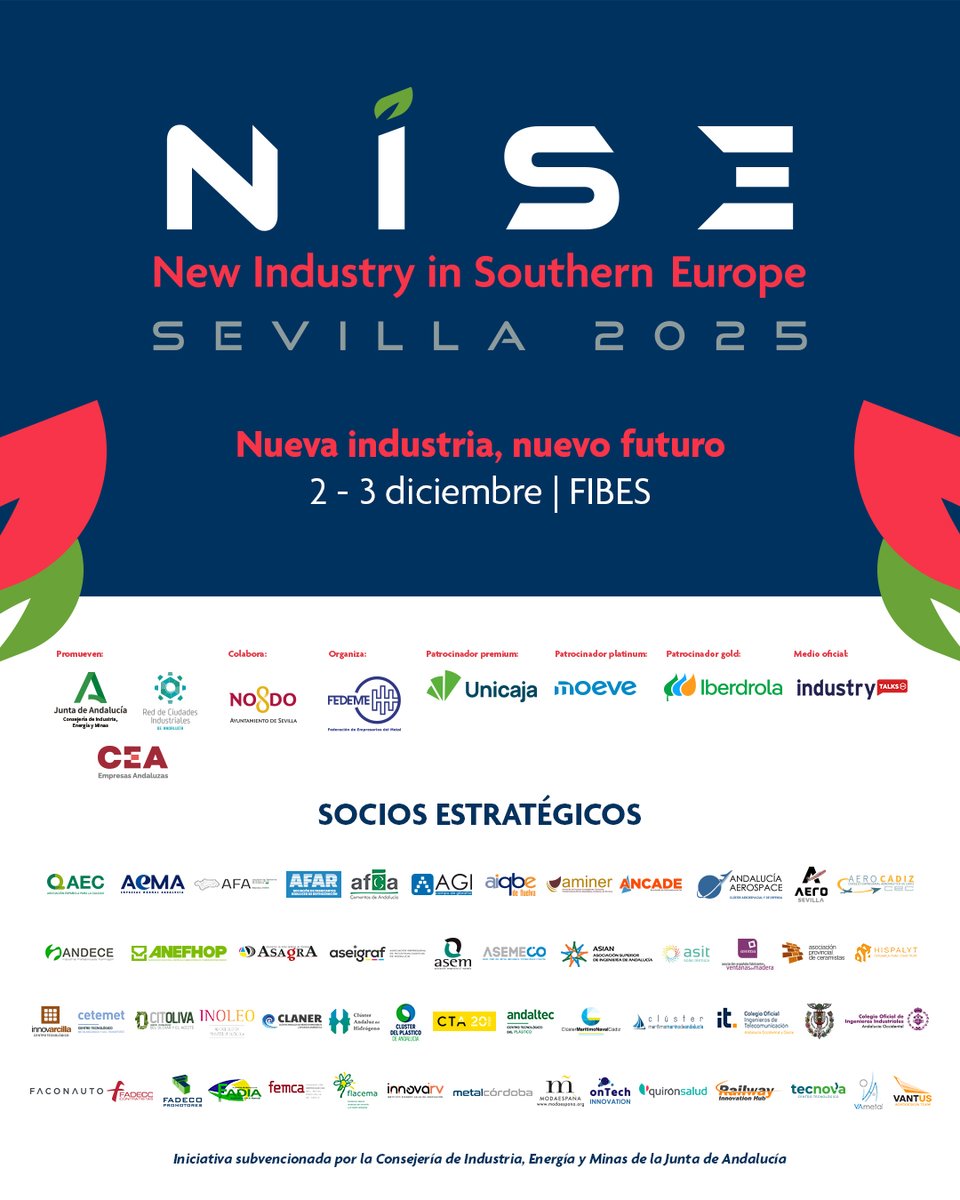 ibis_sevilla's tweet image. 🟠SCIENCE |

‼️Mañana MARTES 2 de diciembre el #IBIS estará presente en @nisesevilla 2025 (New Industry in Southern Europe).

📌Os esperamos a las 16:00 h. en el stand nº 29 del @Ayto_Sevilla en @fibesevilla 

#NISESevilla25