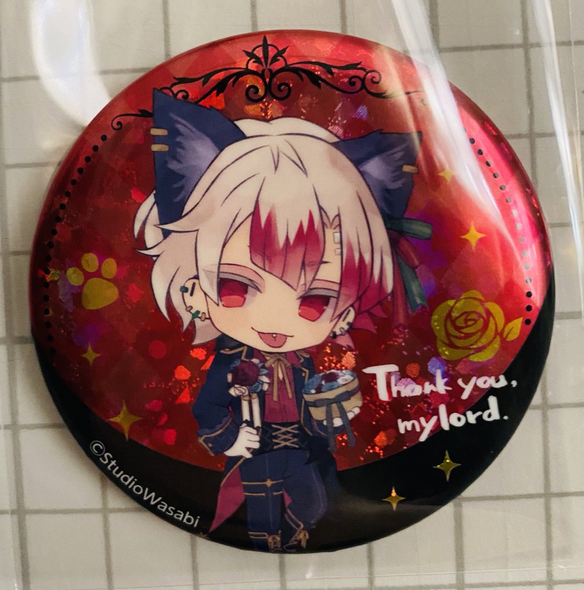 交換】あくねこ ナンジャタウン ミニゲーム B賞 ホログラム 缶バッジ