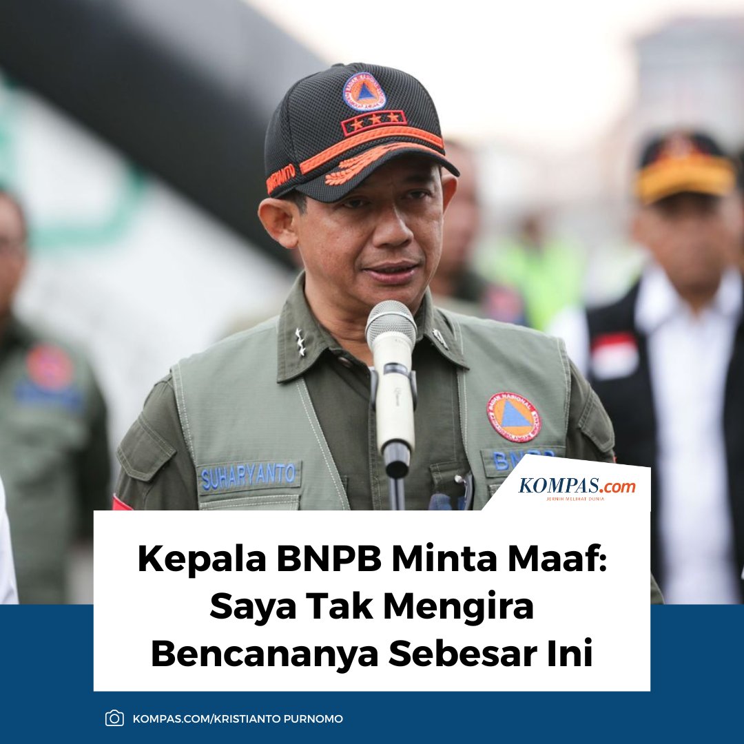 Breaking News 

Kepala BNPB minta maaf, atas ucapan doi sebelumnya.
yang menyebut bahwa bencana di sumatera hanya seram di sosial media saja.

here we go !!! 

✅saran

selesai penanganan bencana, cus mundur pak.
masih banyak stok bintang 2 yang kompeten buat gantikan anda.