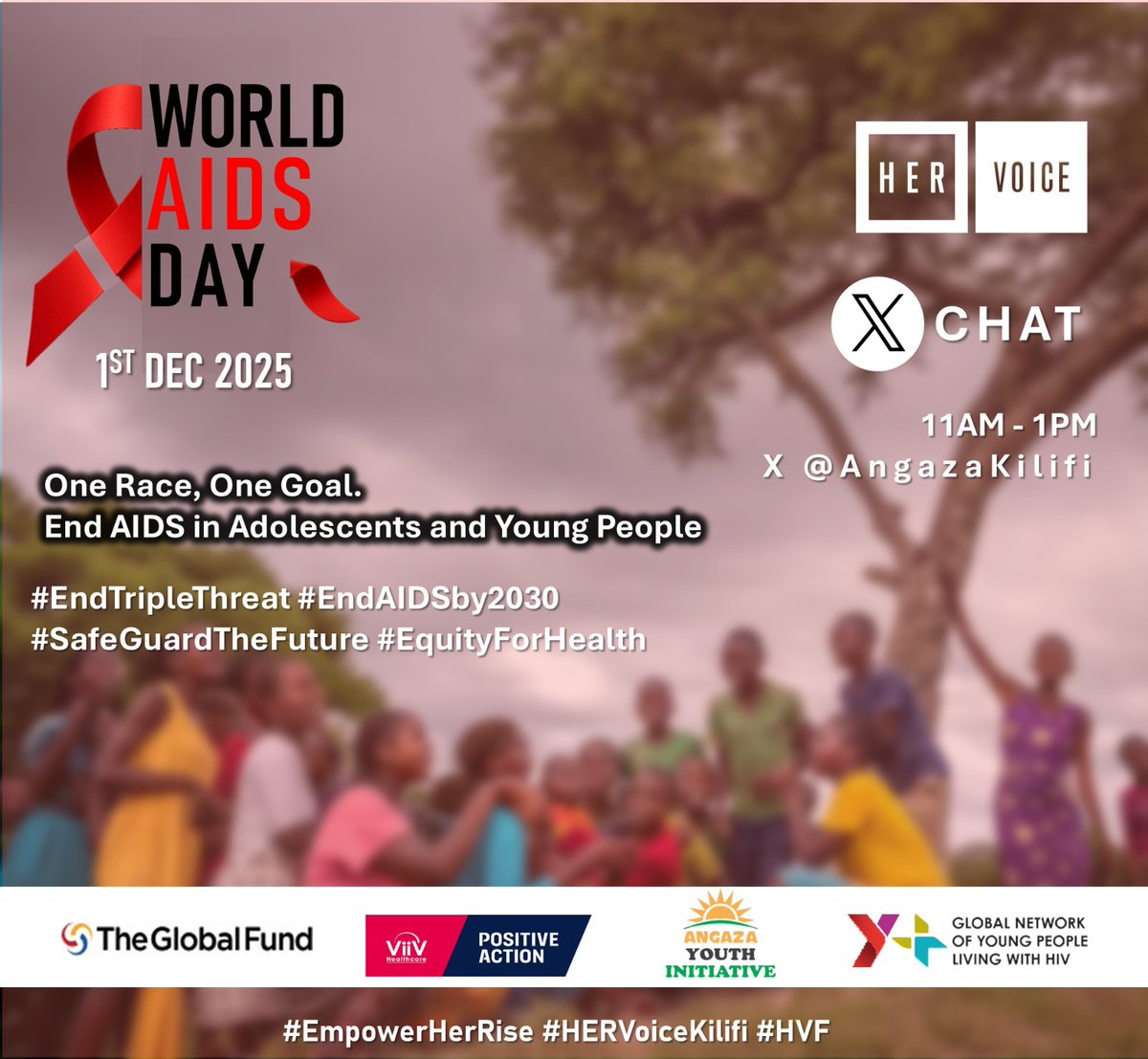 AngazaKilifi's tweet photo. As we mark #WorldAIDSDay inder the theme on "One Race, One Goal. End AIDS in Adolescents and Young People,"  join us for an insightful engagement on #EndTripleThreat #EndAIDSby2030 with specific focus on #AGYW

#HERVoiceKilifi #HVF #CreatingPositiveChange #EmpowerHerRise https://t.co/mKVTtkEuOM