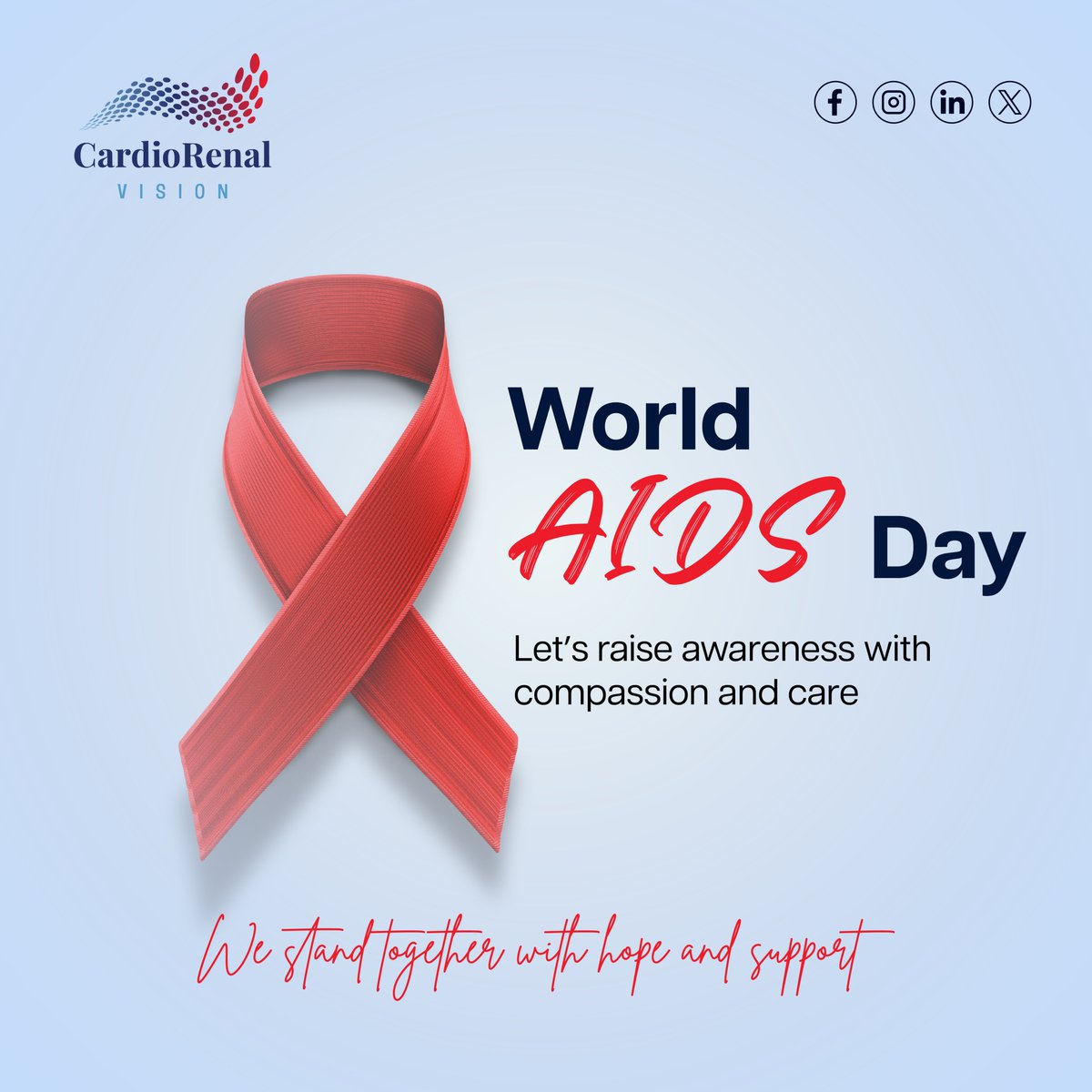 CardiacVision's tweet image. At #CardioRenalVision we stand with the #globalcommunity in raising awareness, supporting those affected, and promoting compassionate care this World AIDS Day Together, we can build a healthier, more informed future #WorldAIDSDay #AIDSAwareness 
#cardiorenalvision