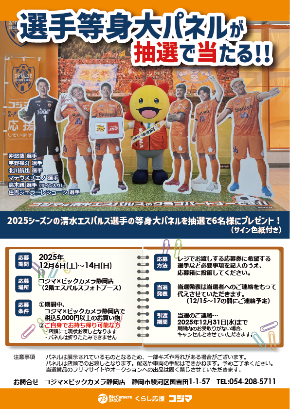 選手パネルプレゼントにたくさんのご応募ありがとうございました