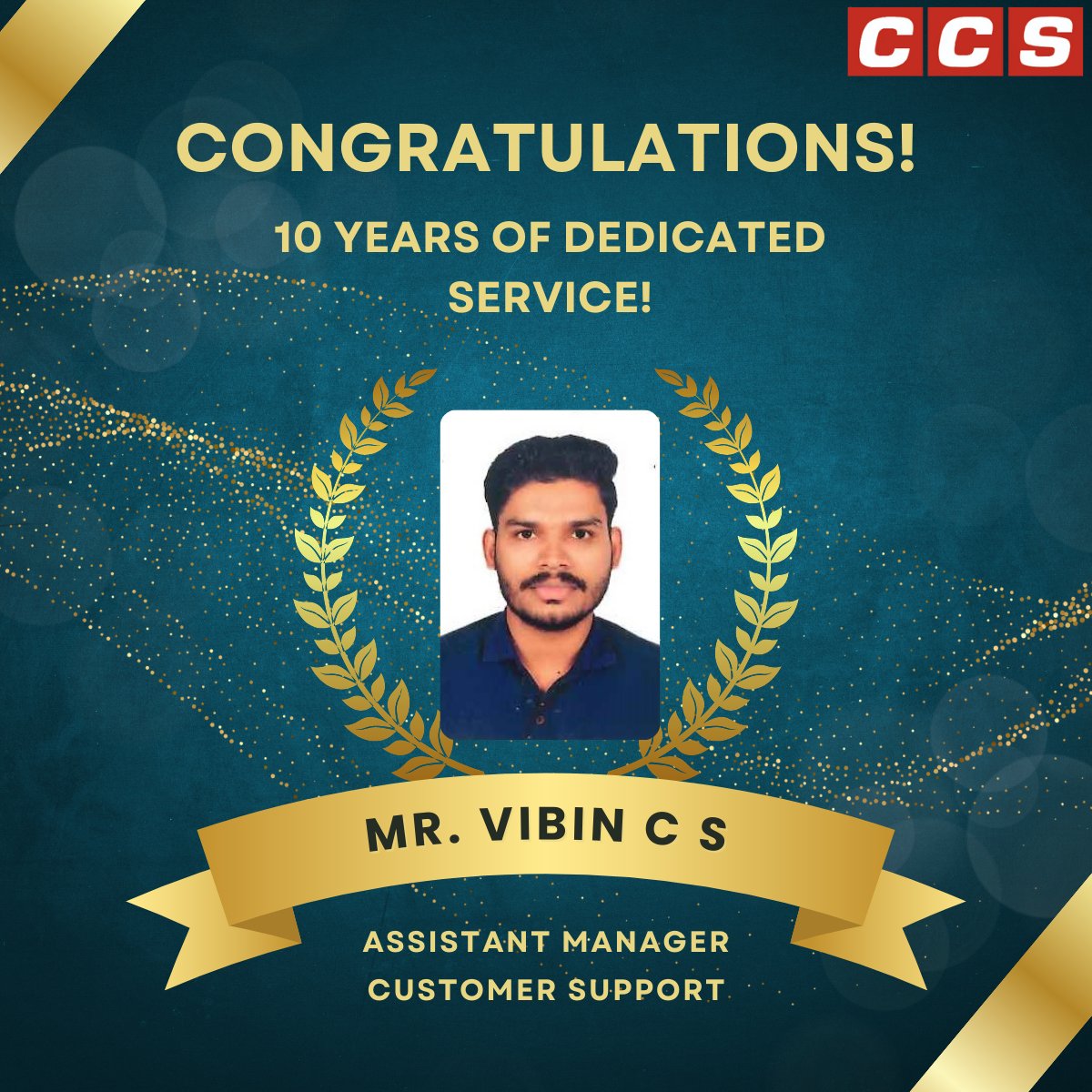 CCSComputersPL's tweet image. Celebrating 10 years of Vibin C S — a decade defined by dedication, growth, and steady impact. Your contribution continues to strengthen the CCS family.

#WorkAnniversary #10YearsStrong #TeamCCS #CCSComputers
