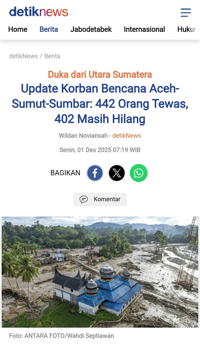 Jika banjir Sumatera yang telah memakan korban Ratusan Jiwa Melayang Bukan Bencana Nasional maka ijinkan kami Lepas Dari Republik Ini.

Padahal Hutan kami hilang akibat dari ijin dan konsesi yang dikeluarkan para BABI yang berkuasa di Pemerintahan Pusat, sehingga saudara kami