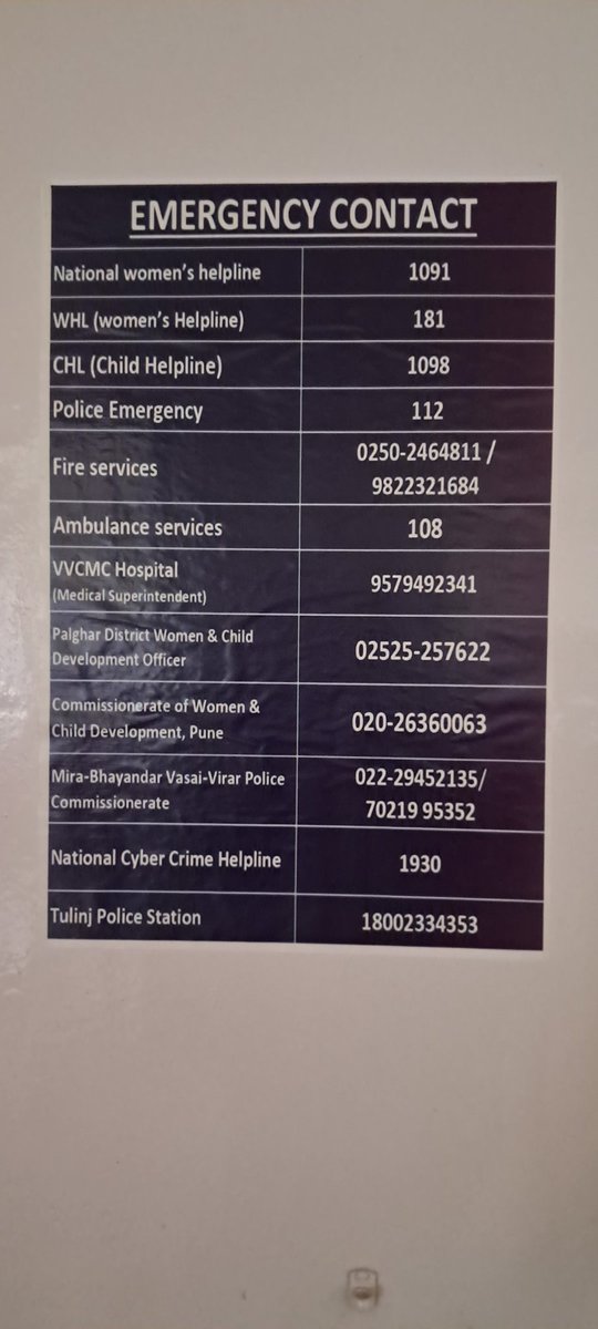 Emergency Helpline numbers! 

It’s great to have this poster in the office. 

Is there a helpline number available for men as well?

#men #woman #MentalHealthMatters #safety #womansafety <a href="/apnipathshala_/">Apnipathshala</a> <a href="/sauravsingh0408/">Saurav Singh</a>