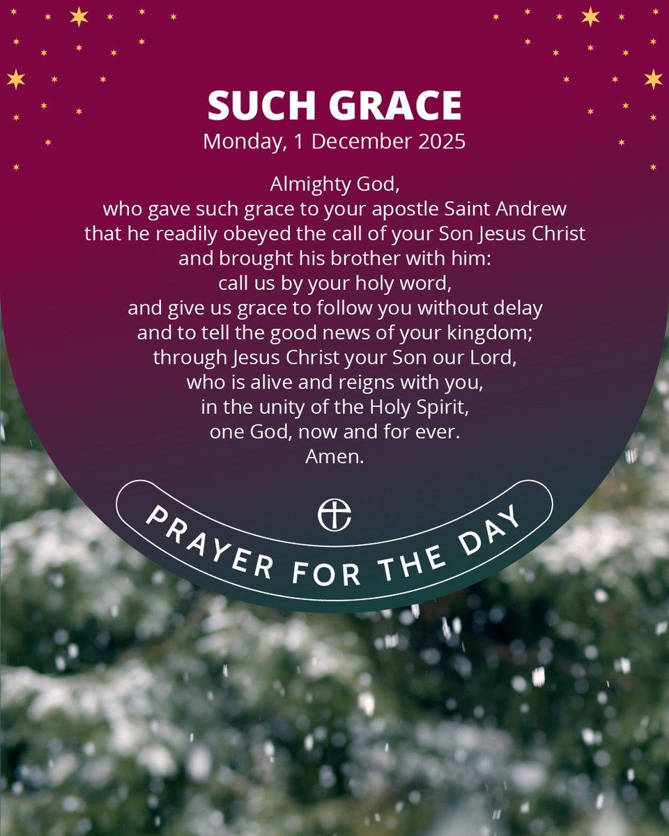 As we celebrate the Feast Day of Andrew the Apostle, join us in prayer. 🙏

Today's prayer is available in plain text and audio formats at cofe.io/TodaysPrayer.