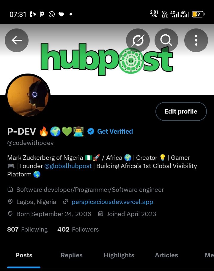 codewithpdev's tweet image. 400 followers 🎉 
400 Looks so good on my profile 
Congratulations 🎉😁 to me 
Thank y&apos;all for following me in building @globalhubpost.. 

#buildinpublic #BCDtrade #DECEMBER #connect